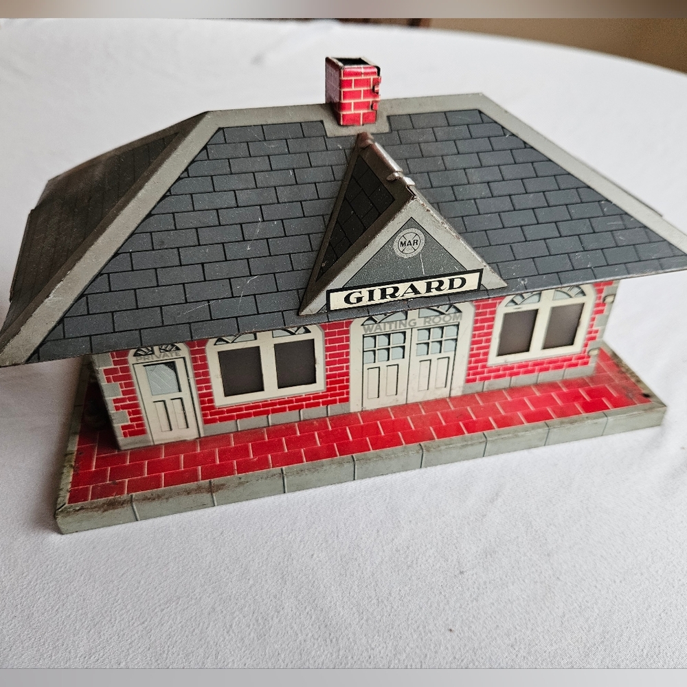 Marx 2960 Girard Train Station Tin Litho Hobby Railroad RR Vintage Building